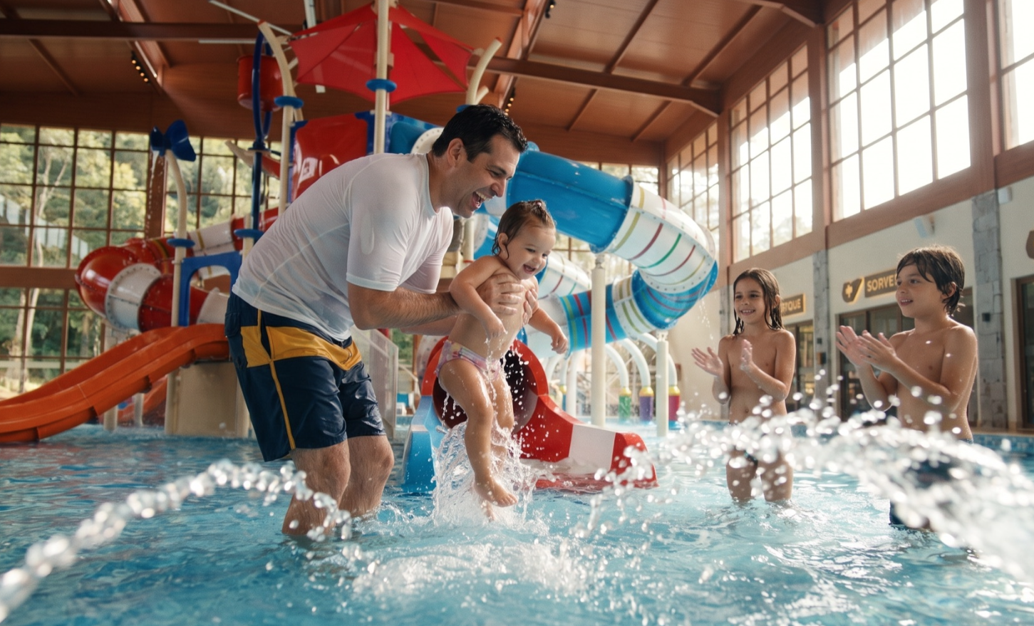 Família curtindo o baldão do Parque Aquático Alpenmare