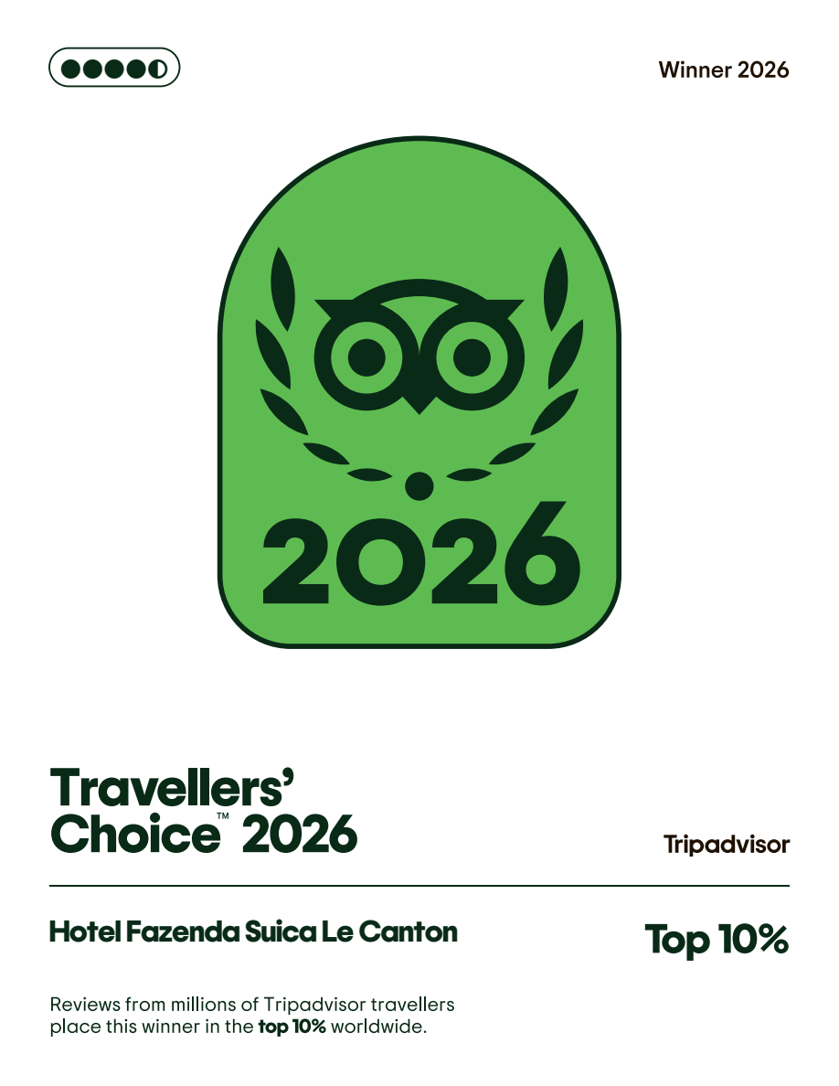 Selo Tripadvisor Travellers' Choice 2026, Top 10%, Hotel Fazenda Suíça