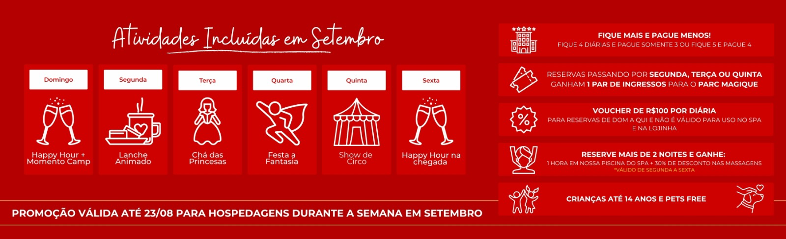 Atividades incluídas em Setembro no Le Canton — programação por dia da semana e vantagens
