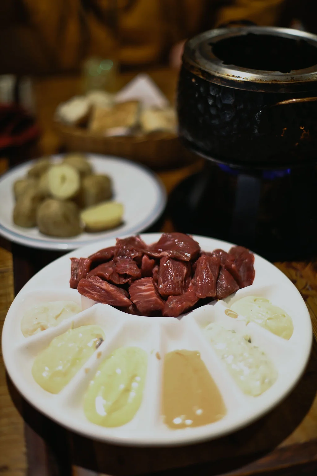 Fondue servido no Le Canton
